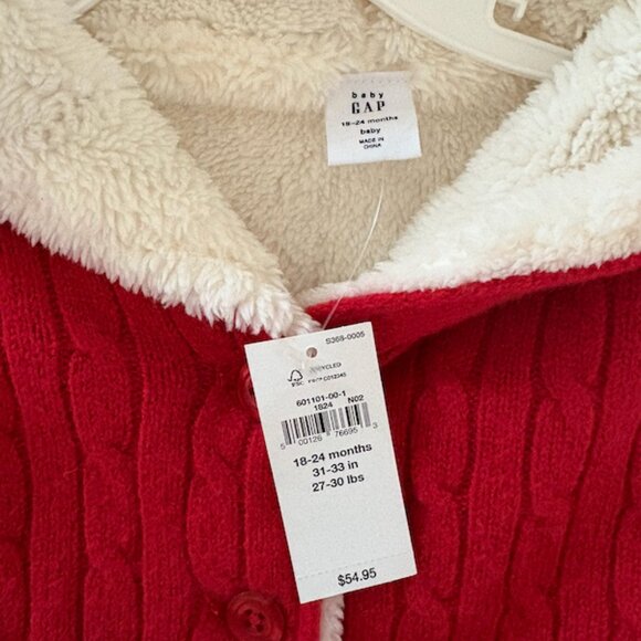 Baby Gap Sherpa-Lined Cable-Knit Bear Cardigan - Picture 3 of 3